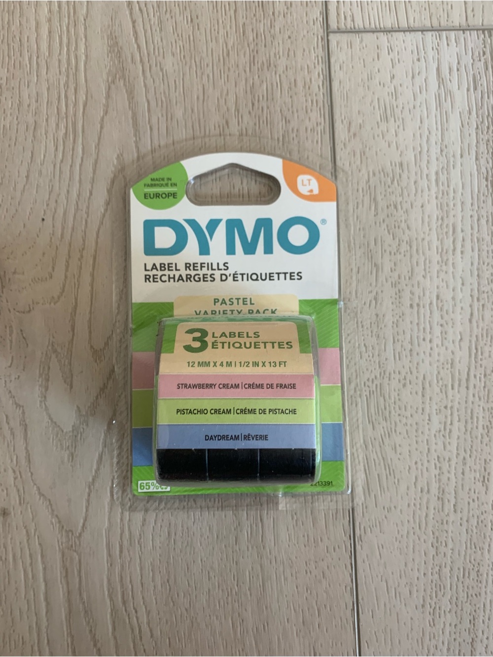 DYMO Label Refills 3 Pack Pastel Colors 12mm x 4m LetraTag Label Maker Tapes
